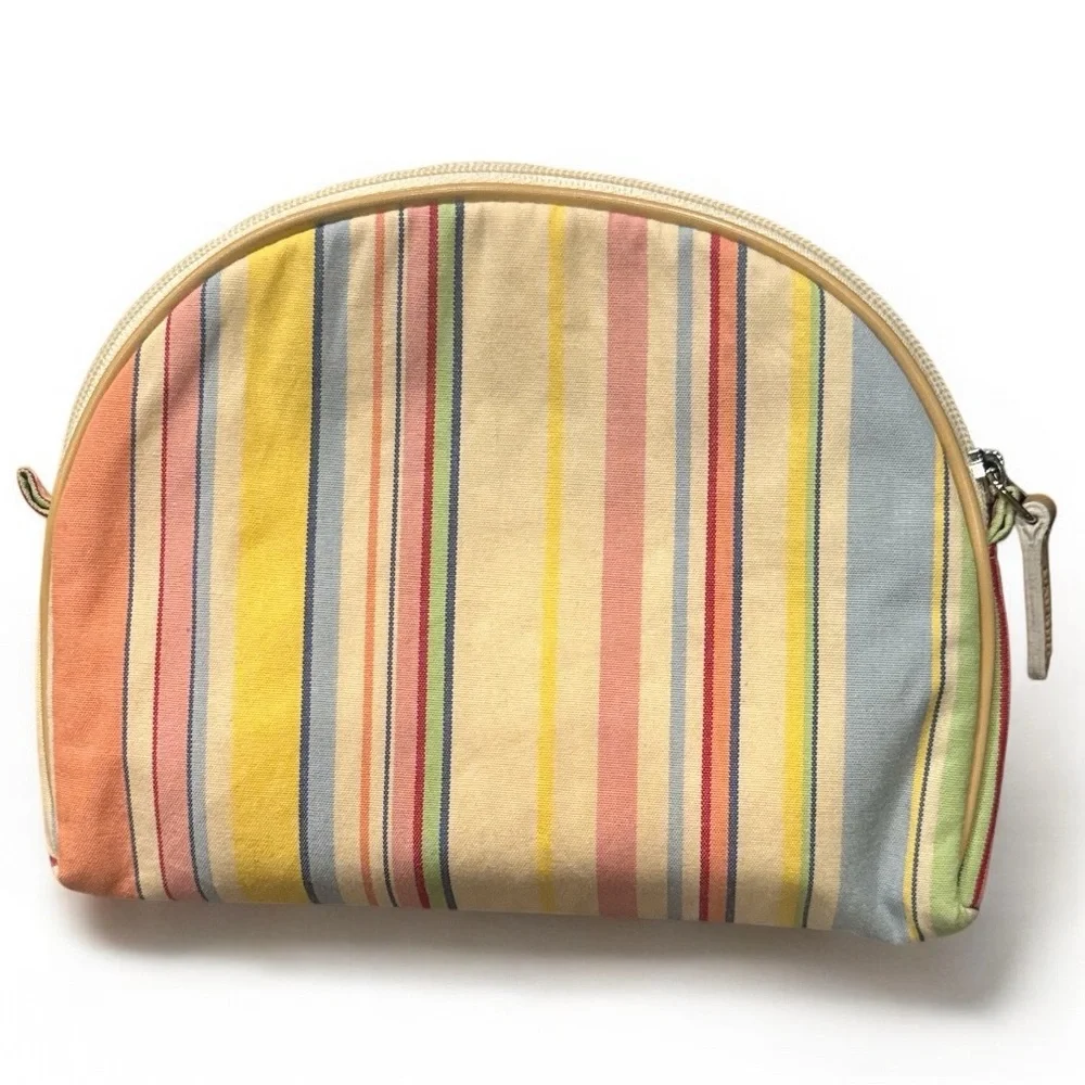RALPH LAUREN VINTAGE COSMETIC BAG PASTEL‎ STRIPED SIZE 6” Height by 7.6” wide
